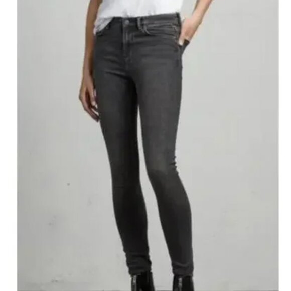 ALLSAINTS GRACE BLACK DENIM FRAYED JEANS SIZE 28 - Picture 1 of 4